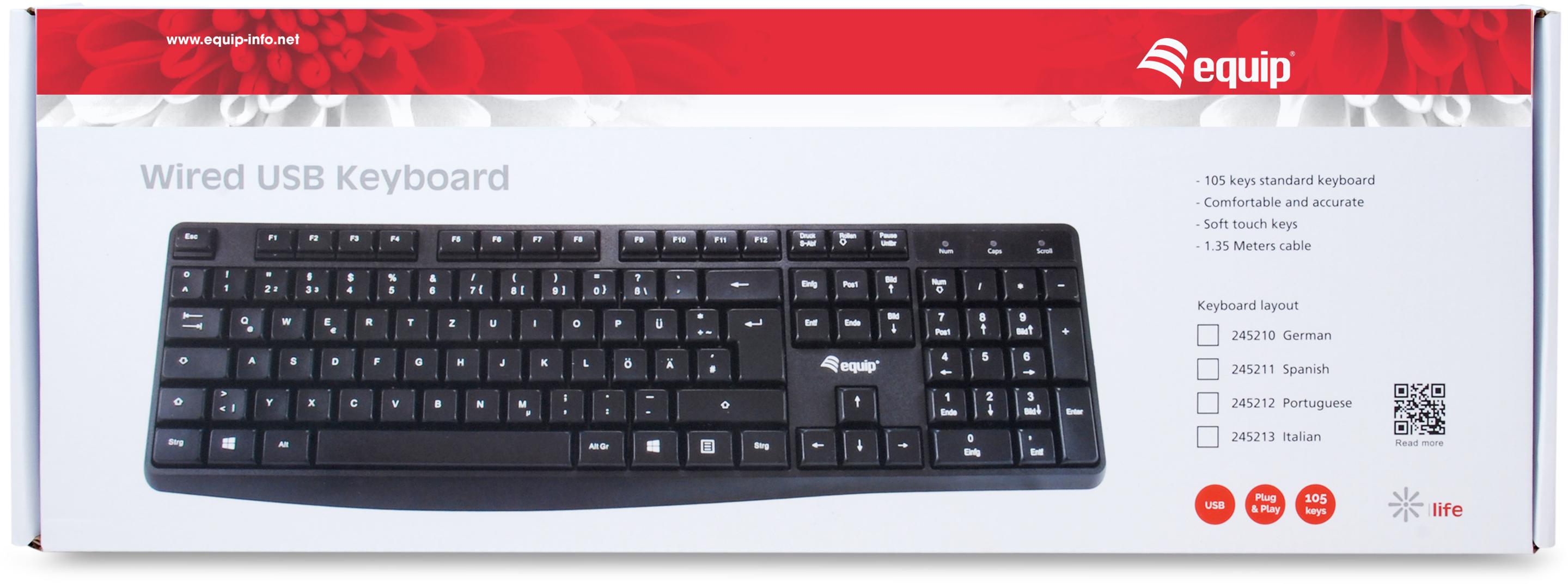 equip - Teclado Equip USB (PT) Preto