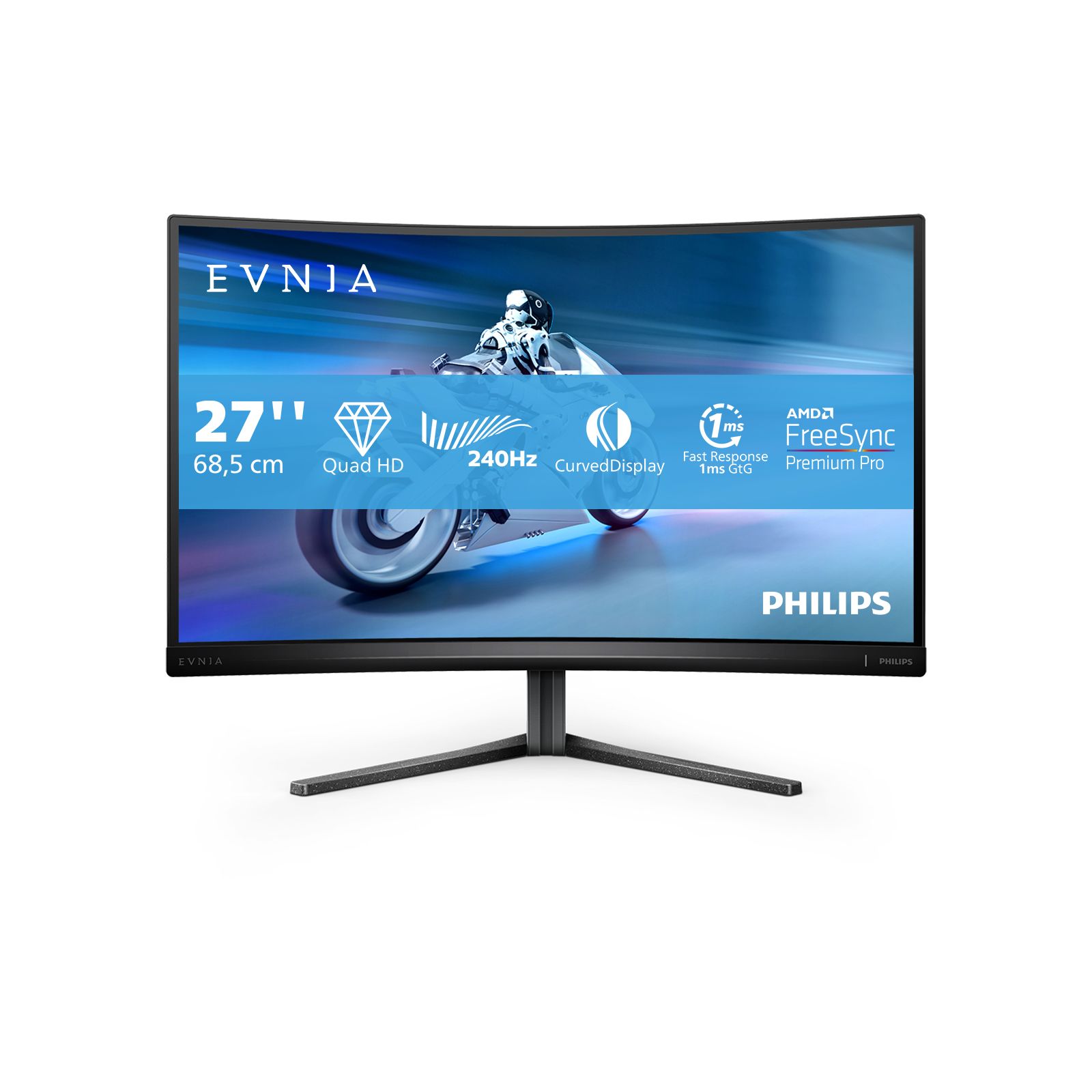 Philips - Monitor Curvo Gaming Philips EVNIA 27" 27M2C5500W VA QHD 240Hz 0.5ms FreeSync Premium Pro HDR400