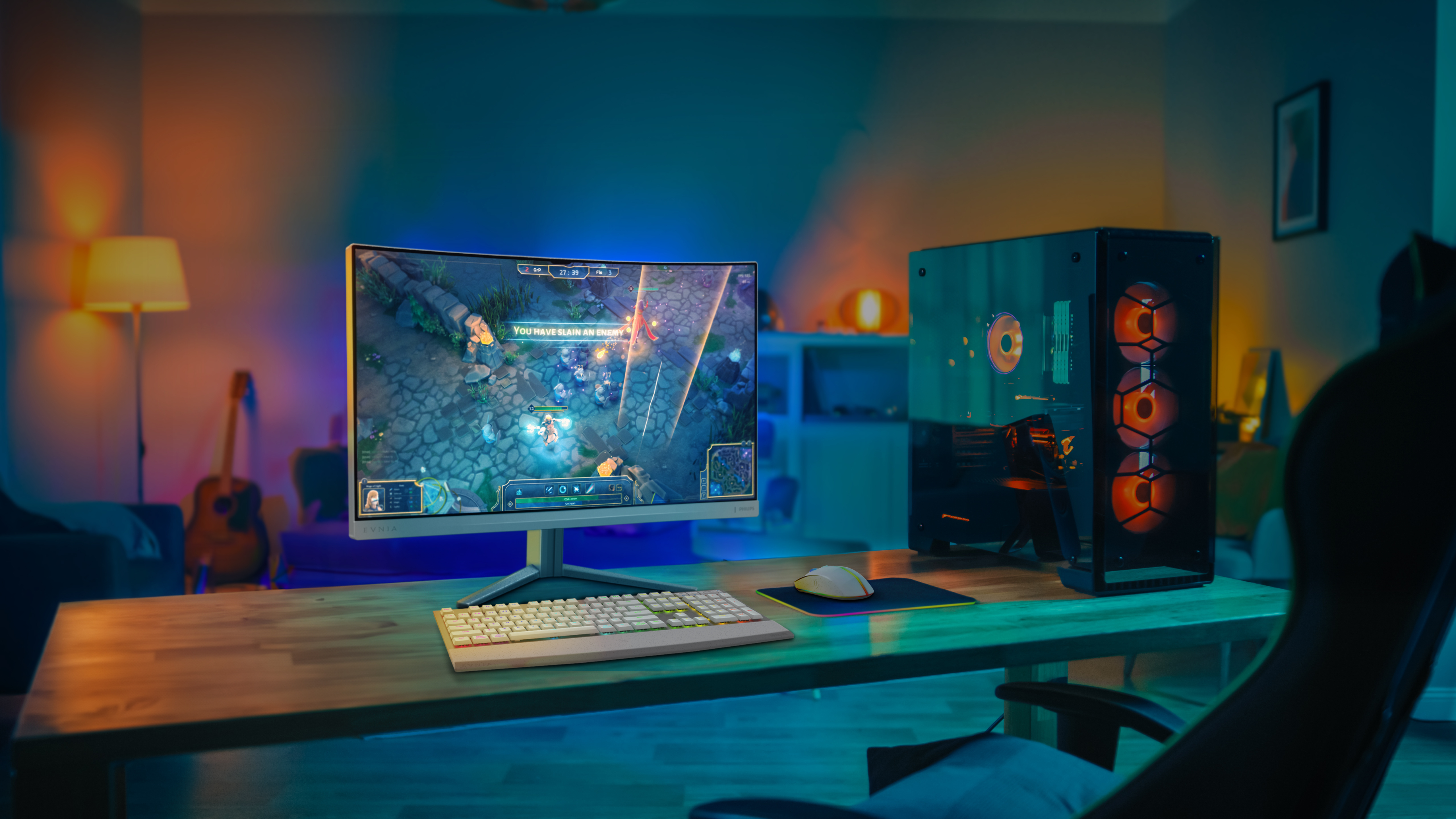 Philips - Monitor Curvo Philips EVNIA 5000 AMBIGLOW 27" 27M2C5501 Fast VA QHD 1ms(0.5ms) HDR10