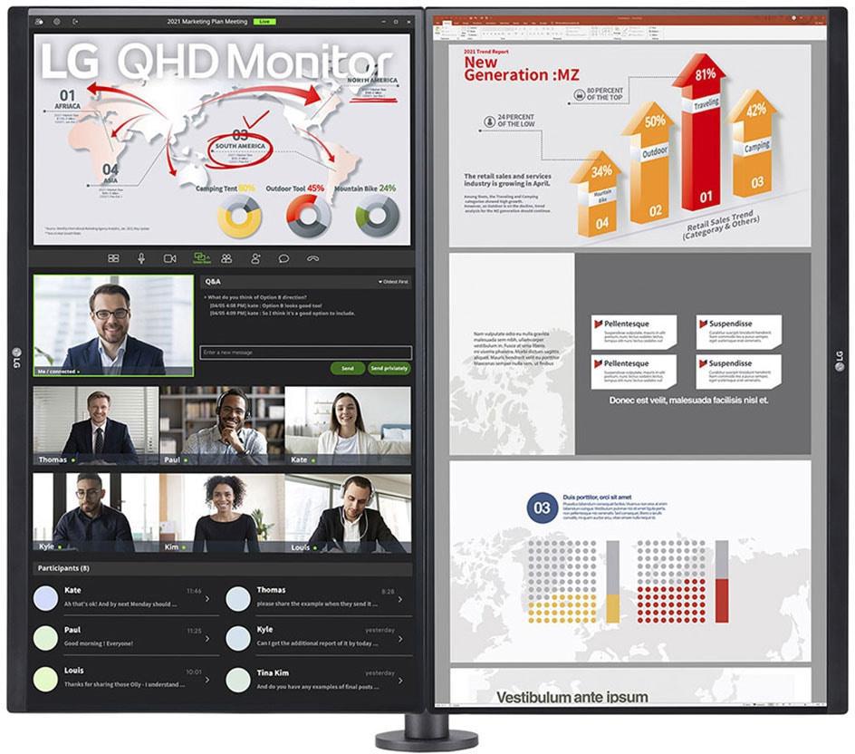 LG - Monitor LG ERGO Dual 27" 27QP88DP IPS QHD 75Hz USB-C c/ DP Daisy Chain