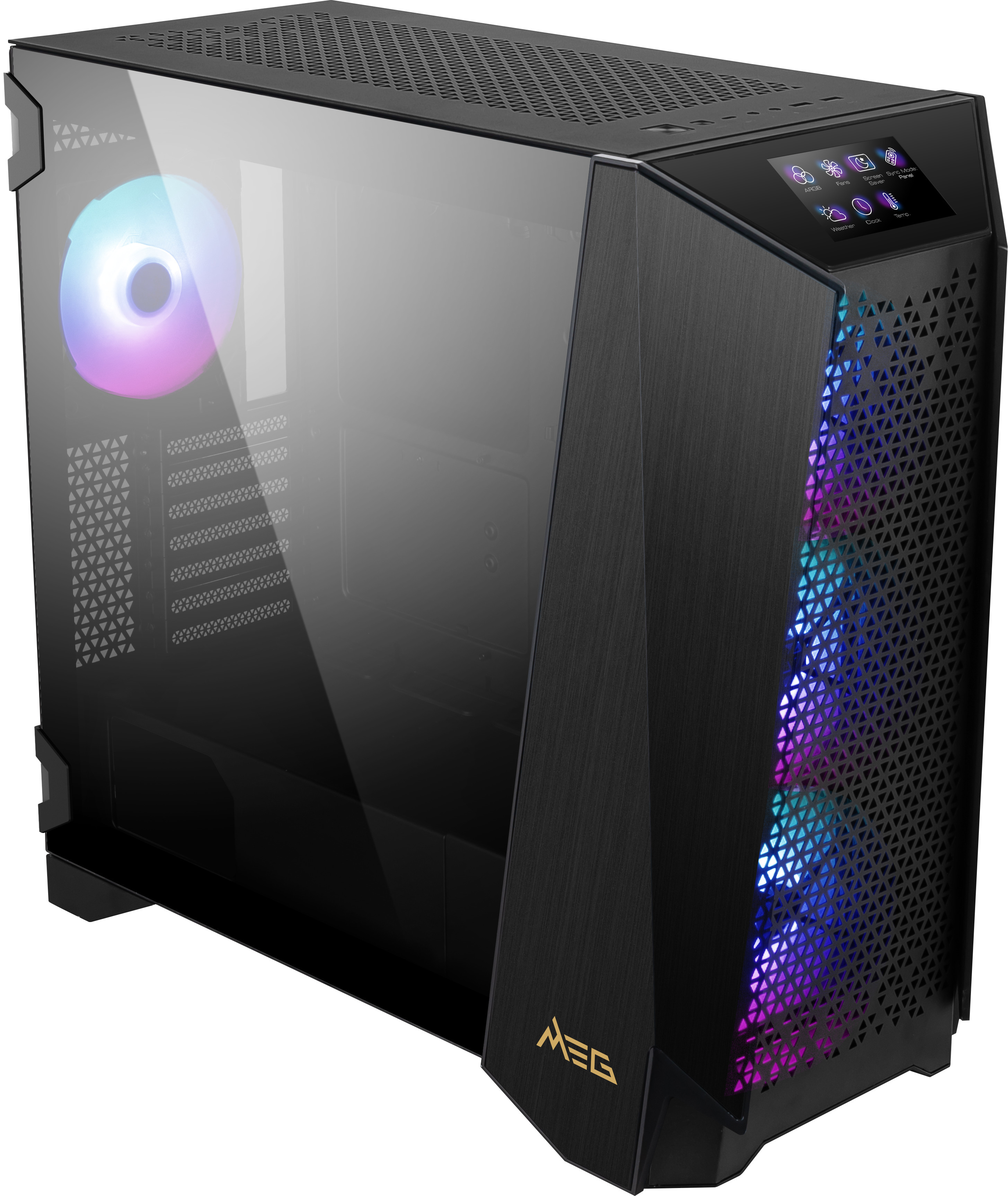 MSI - Caixa ATX MSI MEG PPROSPECT 700R ARGB c/ Touch Panel 4.3"Vidro Temperado