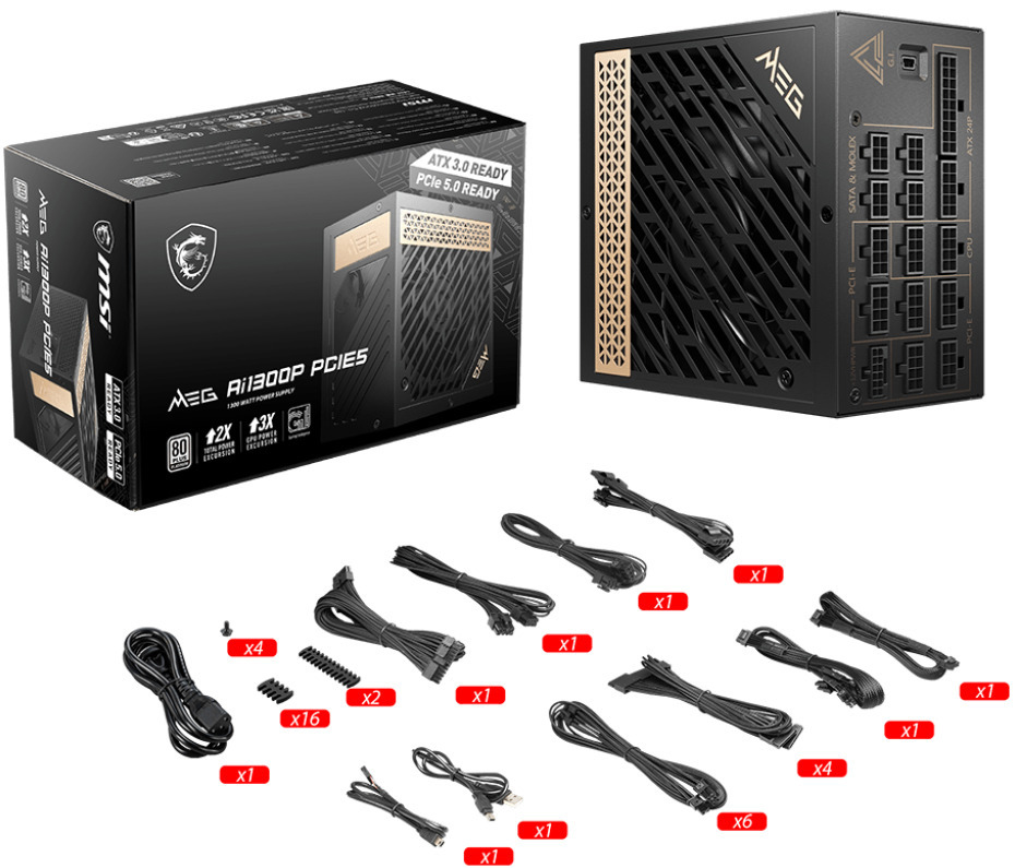 MSI - Fonte Modular MSI MEG A1300P 1300W 80+ Platinum PCIE5