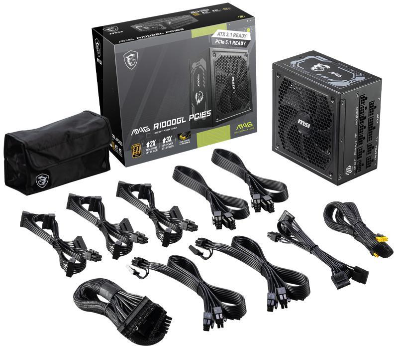 MSI - Fonte Modular MSI MAG A1000GL 1000W 80+ Gold PCIE 5.1