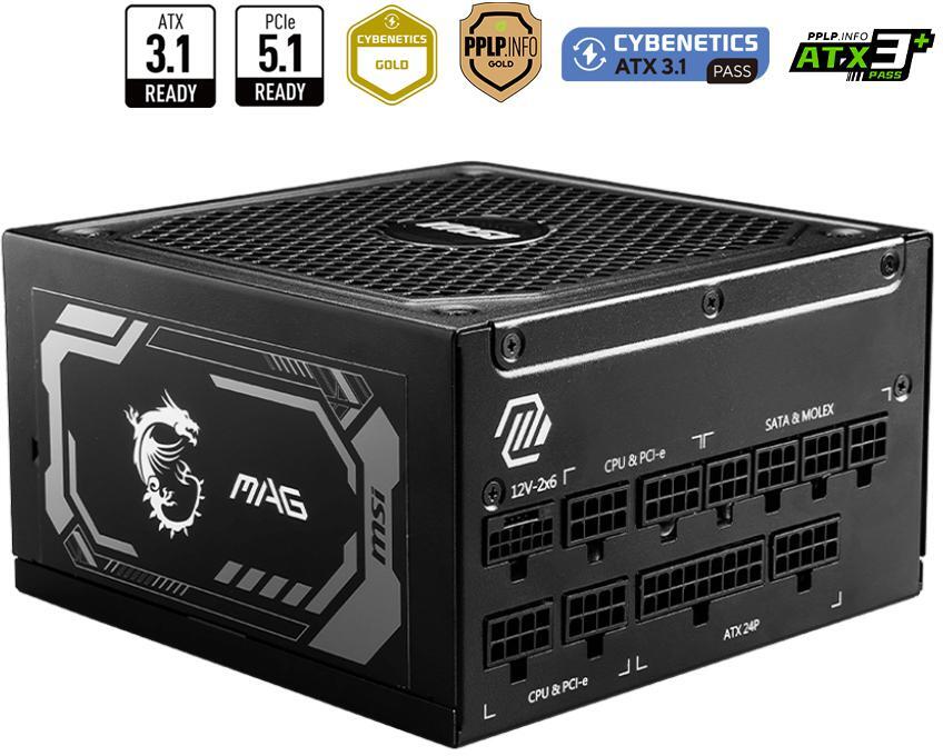 MSI - Fonte Modular MSI MAG A1000GL 1000W 80+ Gold PCIE 5.1