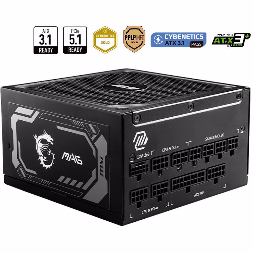 MSI - Fonte Modular MSI MAG A1000GL 1000W 80+ Gold PCIE5 II