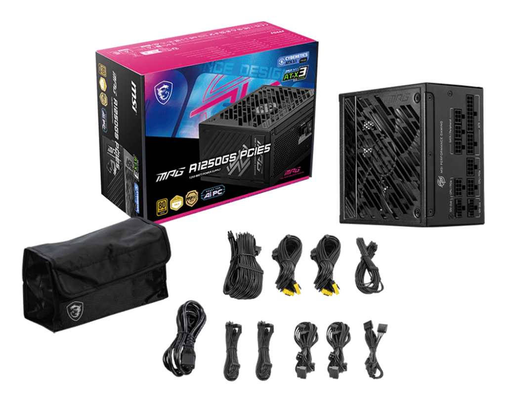 MSI - Fonte Modular MSI MPG A1250GS 1250W 80+ Gold PCIE 5.1