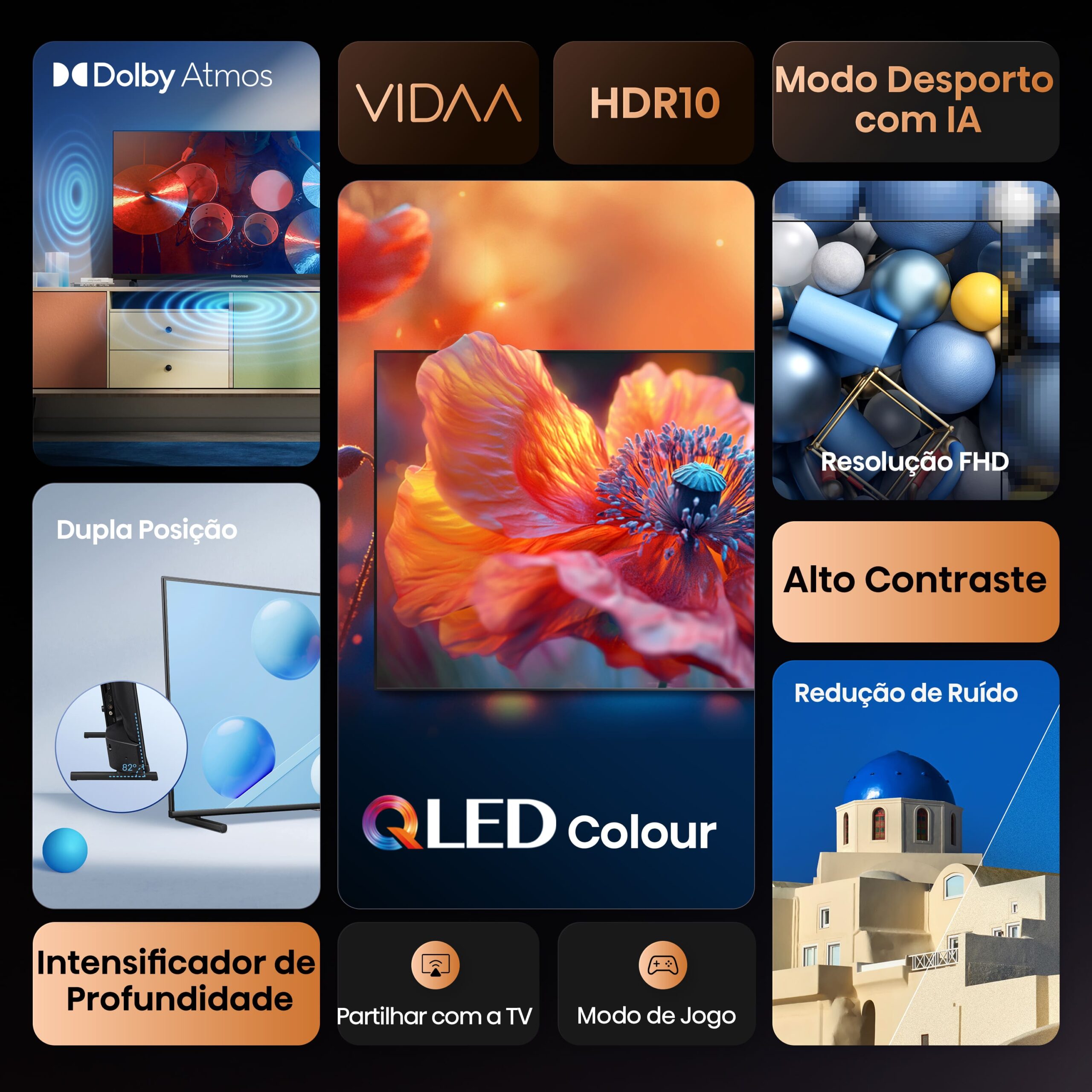 hisense - Televisão Hisense 32A5Q 32" QLED Full HD VIDAA