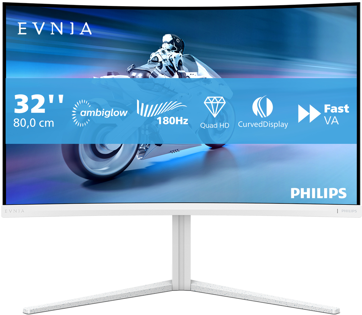 Philips - Monitor Curvo Philips EVNIA 5000 AMBIGLOW 32" 32M2C5501 Fast VA QHD 180Hz 1ms(0.5ms)