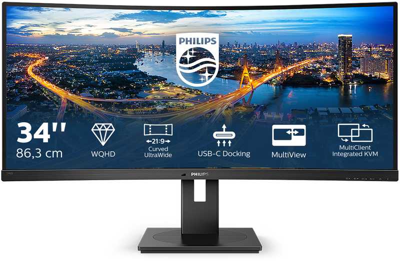Philips - Monitor Curvo Philips B-Line 34" 346B1C VA UWQHD 100Hz USB-C (90W)