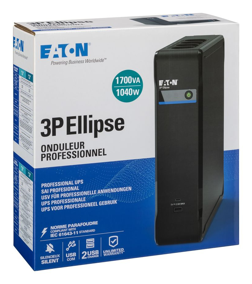 Eaton - UPS Eaton 3P Ellipse 1700 USB DIN 1700VA/1040W