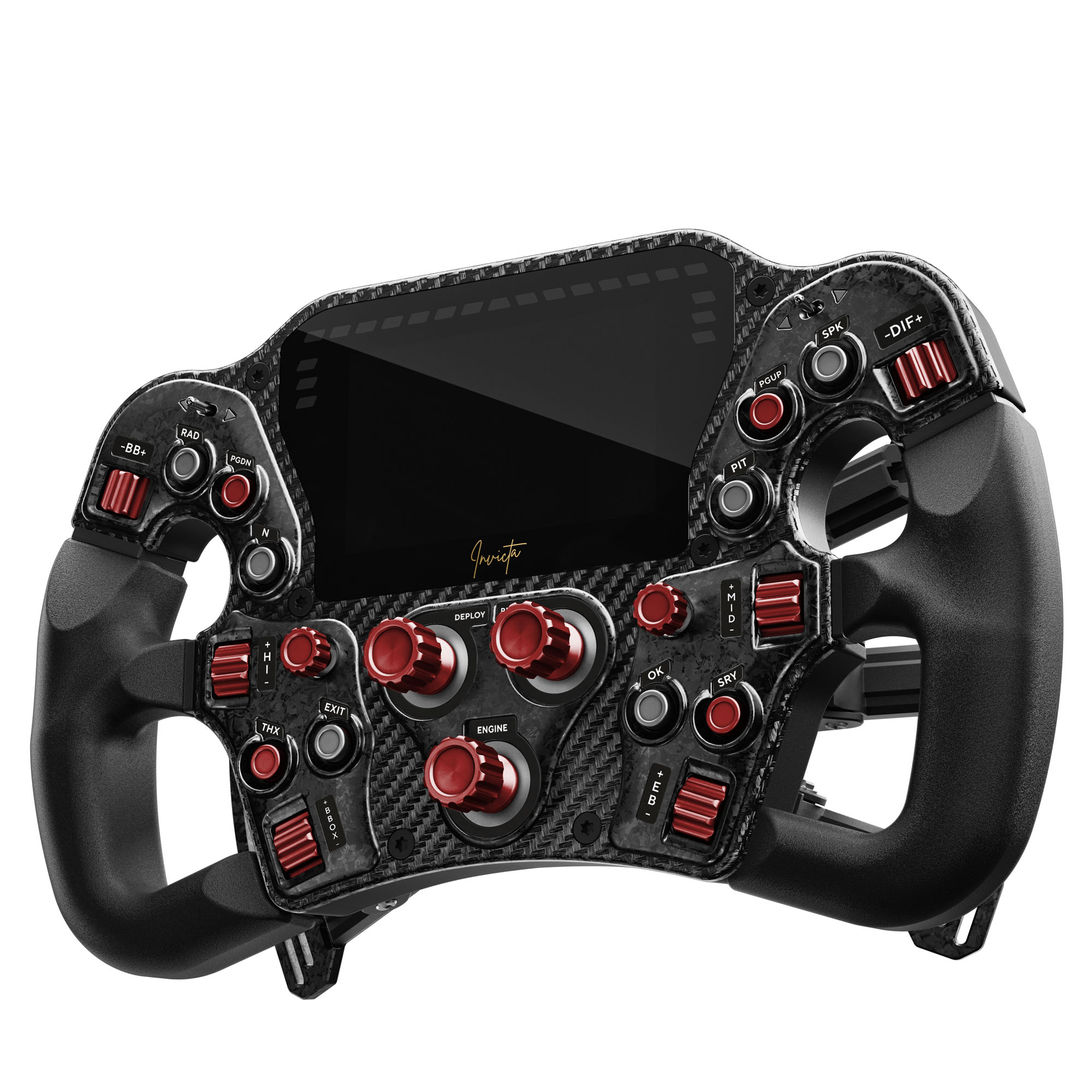 Asetek SimSports - Volante Asetek SimSports Invicta Formula 4.3" LCD, USB-C, Red on Black