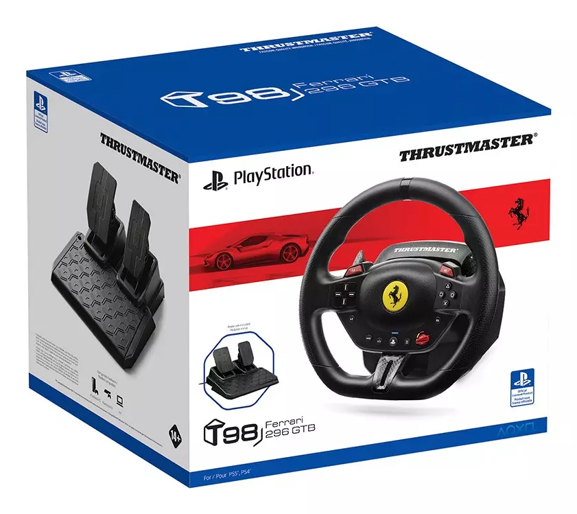 Thrustmaster - Volante + Pedais Thrustmaster T98-P Ferrari 296 GTB Edition PS5 / PS4 / PC