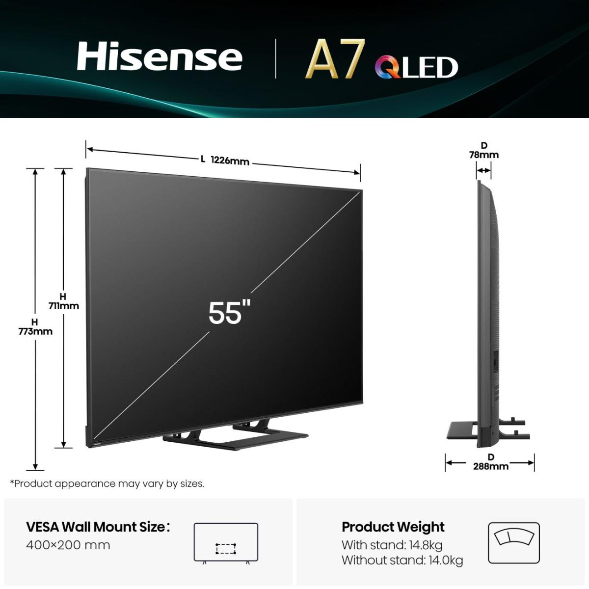 hisense - Televisão Hisense 55A7Q 55" QLED UltraHD 4K VIDAA