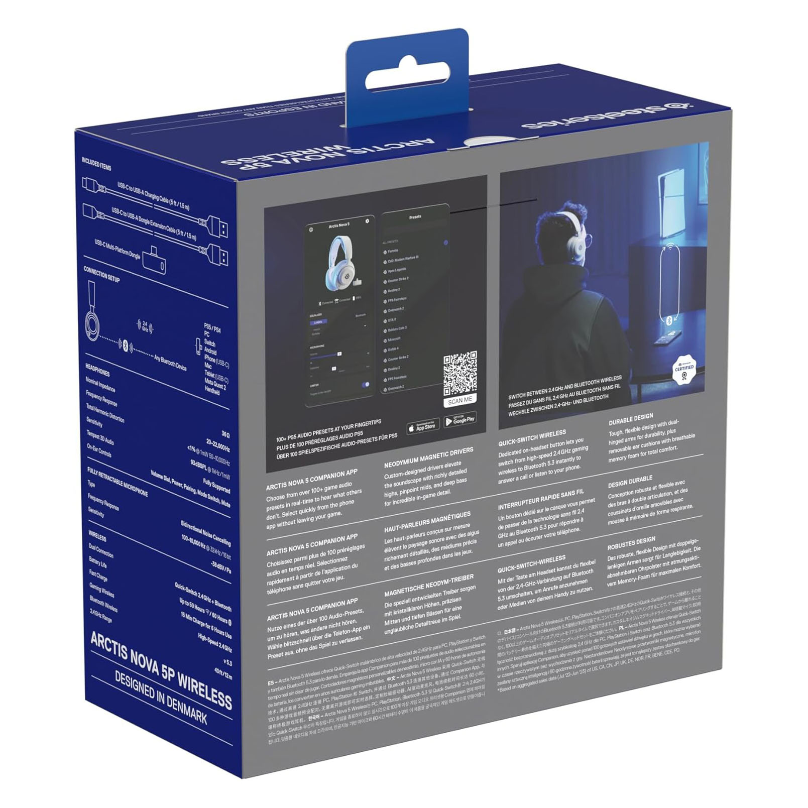 SteelSeries - Headset Steelseries Arctis Nova 5P Wireless/Bluetooth Branco