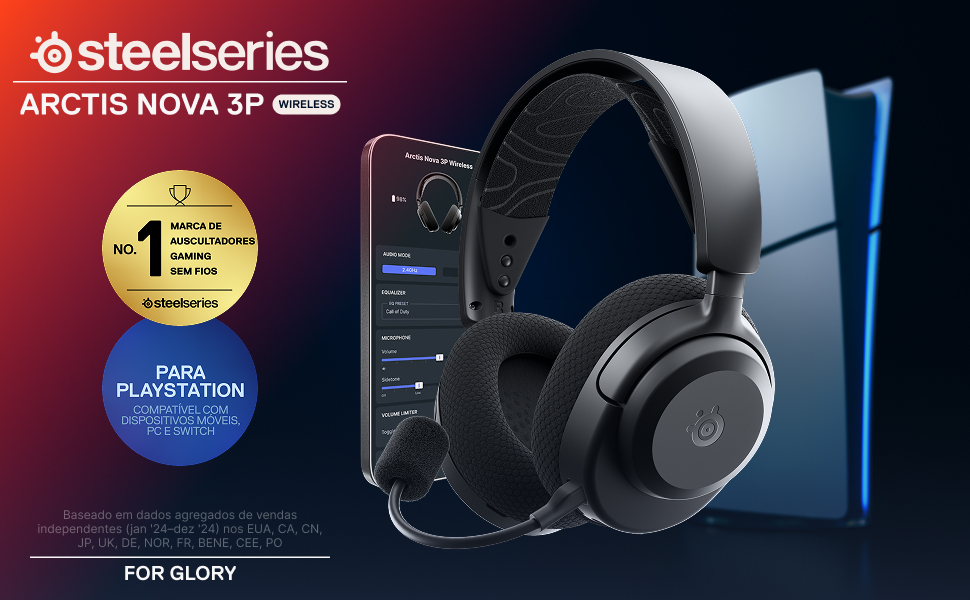 SteelSeries - Headset Steelseries Arctis Nova 3P Wireless/Bluetooth Preto