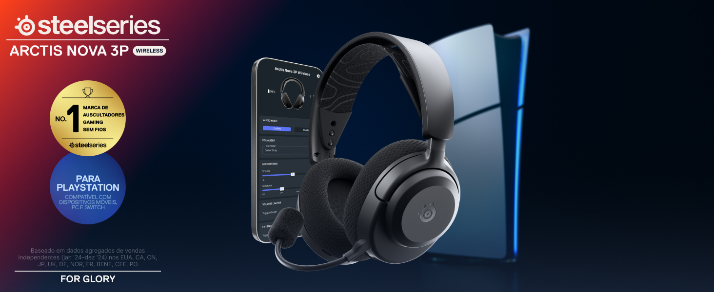 SteelSeries - Headset Steelseries Arctis Nova 3P Wireless/Bluetooth Preto