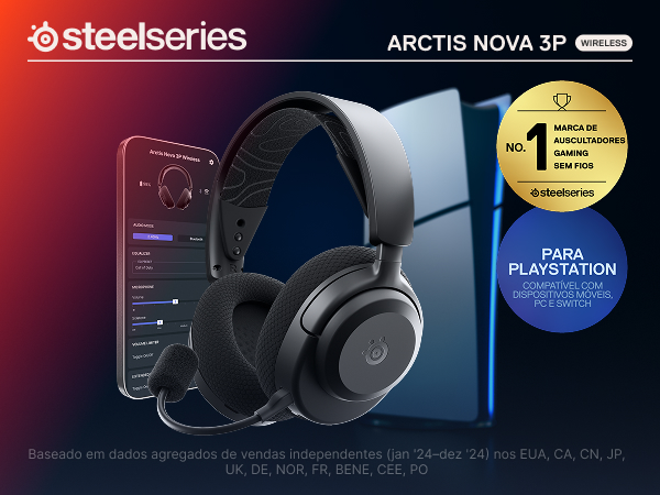 SteelSeries - Headset Steelseries Arctis Nova 3P Wireless/Bluetooth Preto