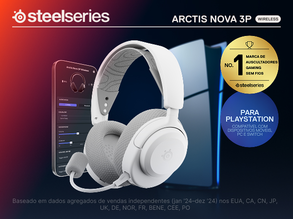SteelSeries - Headset Steelseries Arctis Nova 3P Wireless/Bluetooth Branco