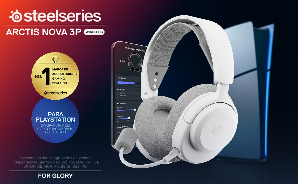 SteelSeries - Headset Steelseries Arctis Nova 3P Wireless/Bluetooth Branco