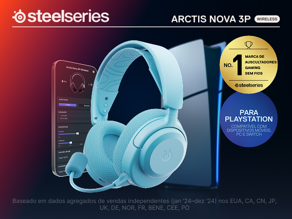 SteelSeries - Headset Steelseries Arctis Nova 3P Wireless/Bluetooth Aqua