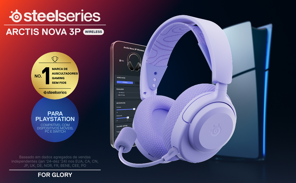 SteelSeries - Headset Steelseries Arctis Nova 3P Wireless/Bluetooth Lavanda