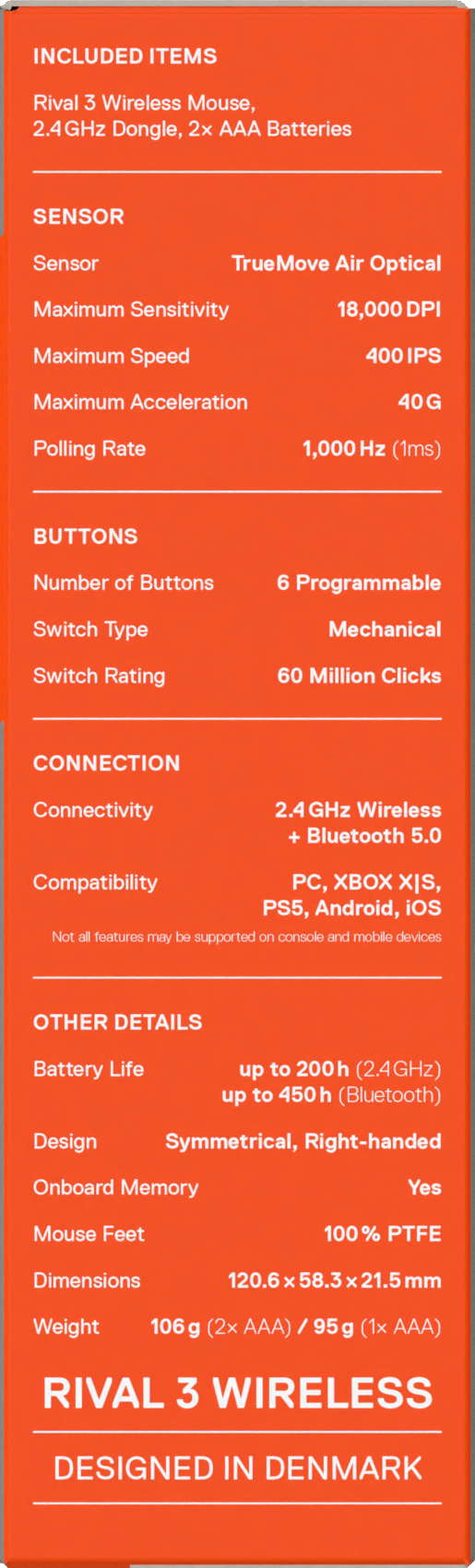 SteelSeries - Rato Steelseries Rival 3 Wireless/Bluetooth Gen2 Branco