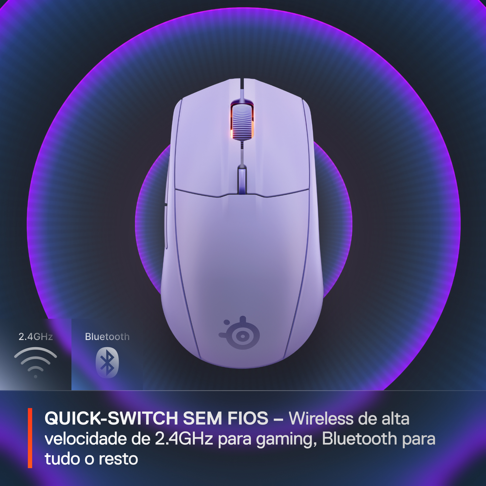 SteelSeries - Rato Steelseries Rival 3 Wireless/Bluetooth Gen2 Lavanda