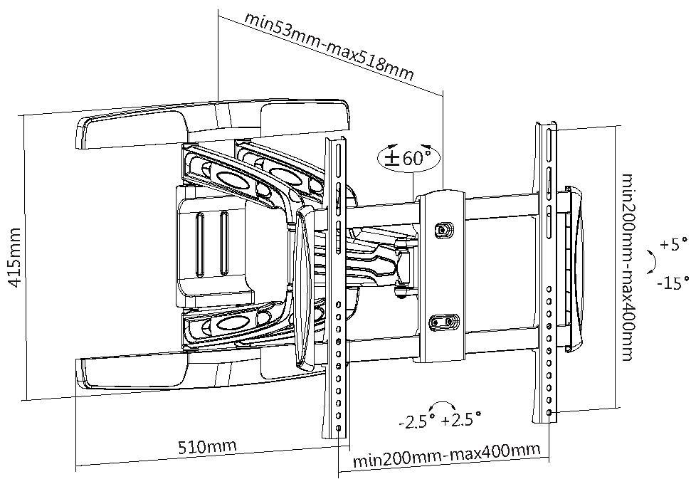 equip - Suporte de Parede Equip Articulado para TV 32" a 55" Máx. 50kg