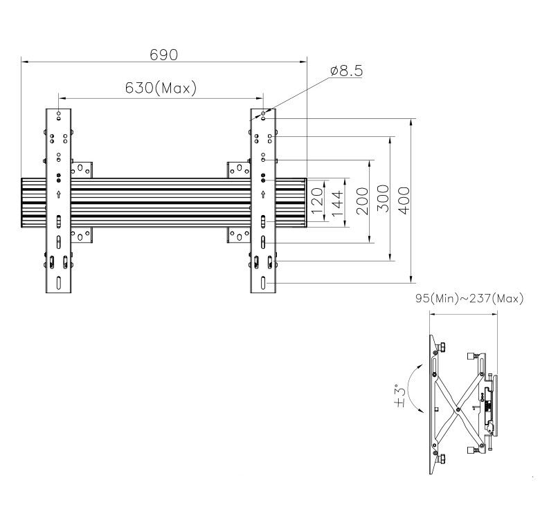 equip - Suporte de Parede Equip para TV 32" a 65" Push-In/Pop-Out Bracket