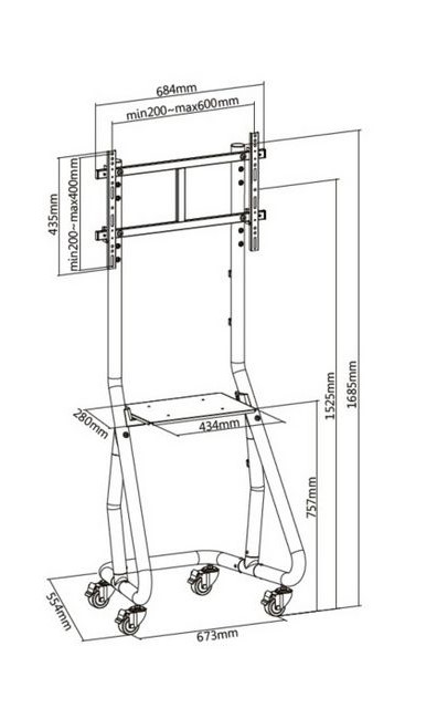 equip - Suporte Móvel Equip para TV 37" a 80" Máx. 80kg
