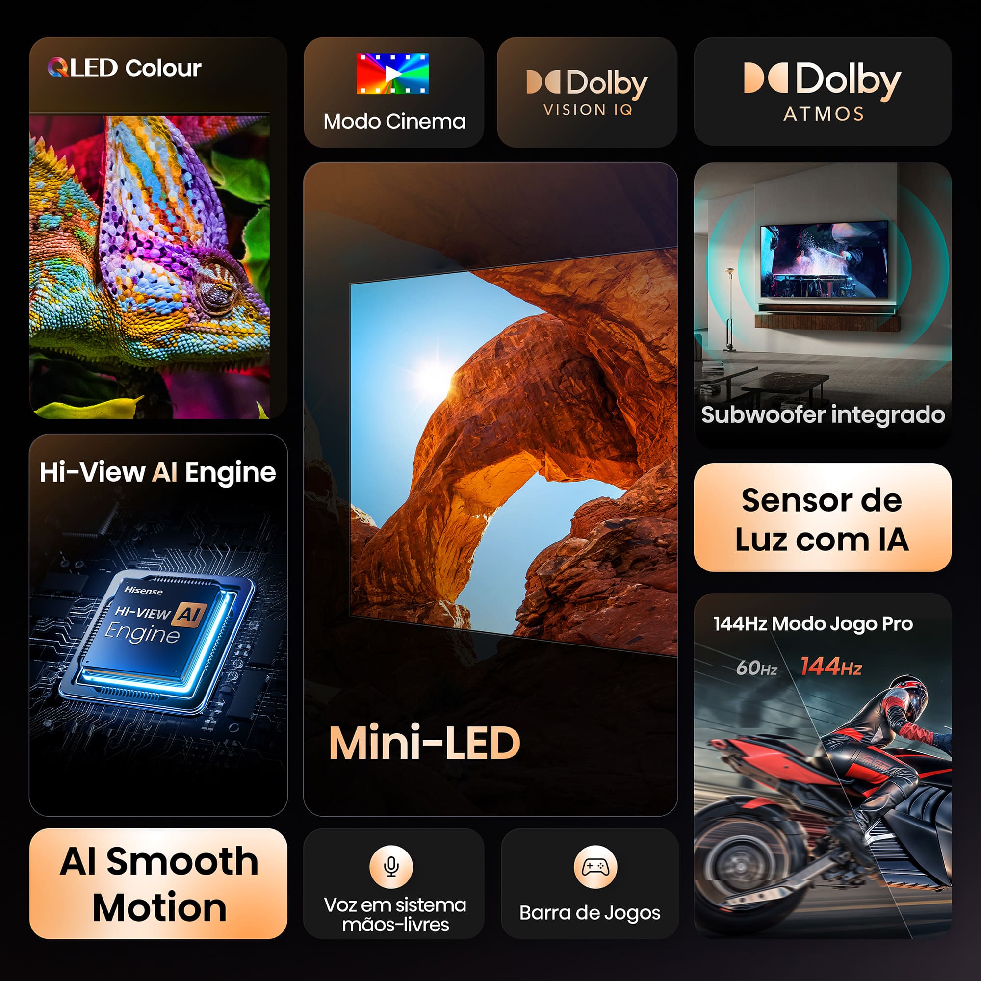 hisense - Televisão Hisense 65U7Q 65" Mini LED UltraHD 4K VIDAA