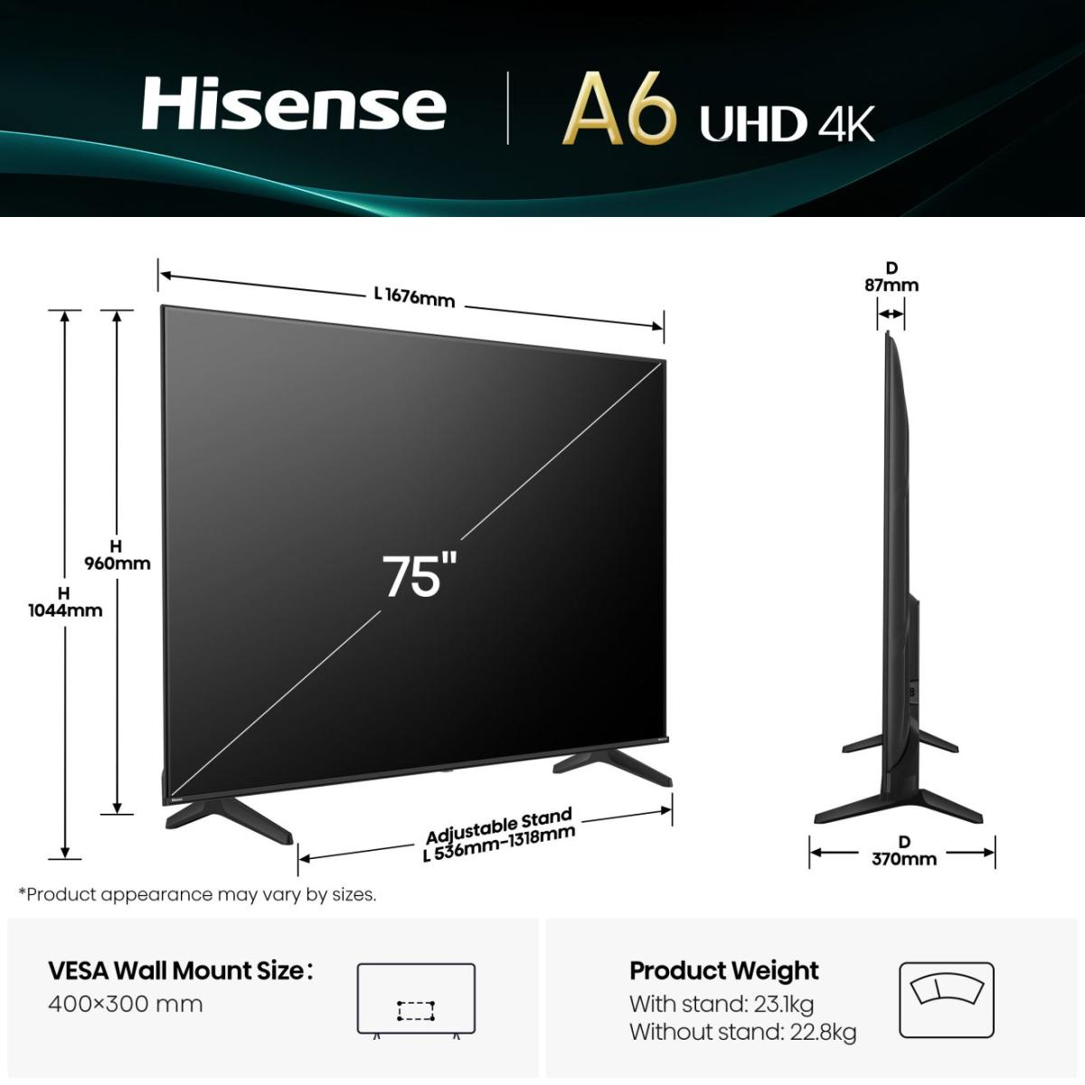 hisense - Televisão Hisense 75A6Q 75" LED UltraHD 4K VIDAA