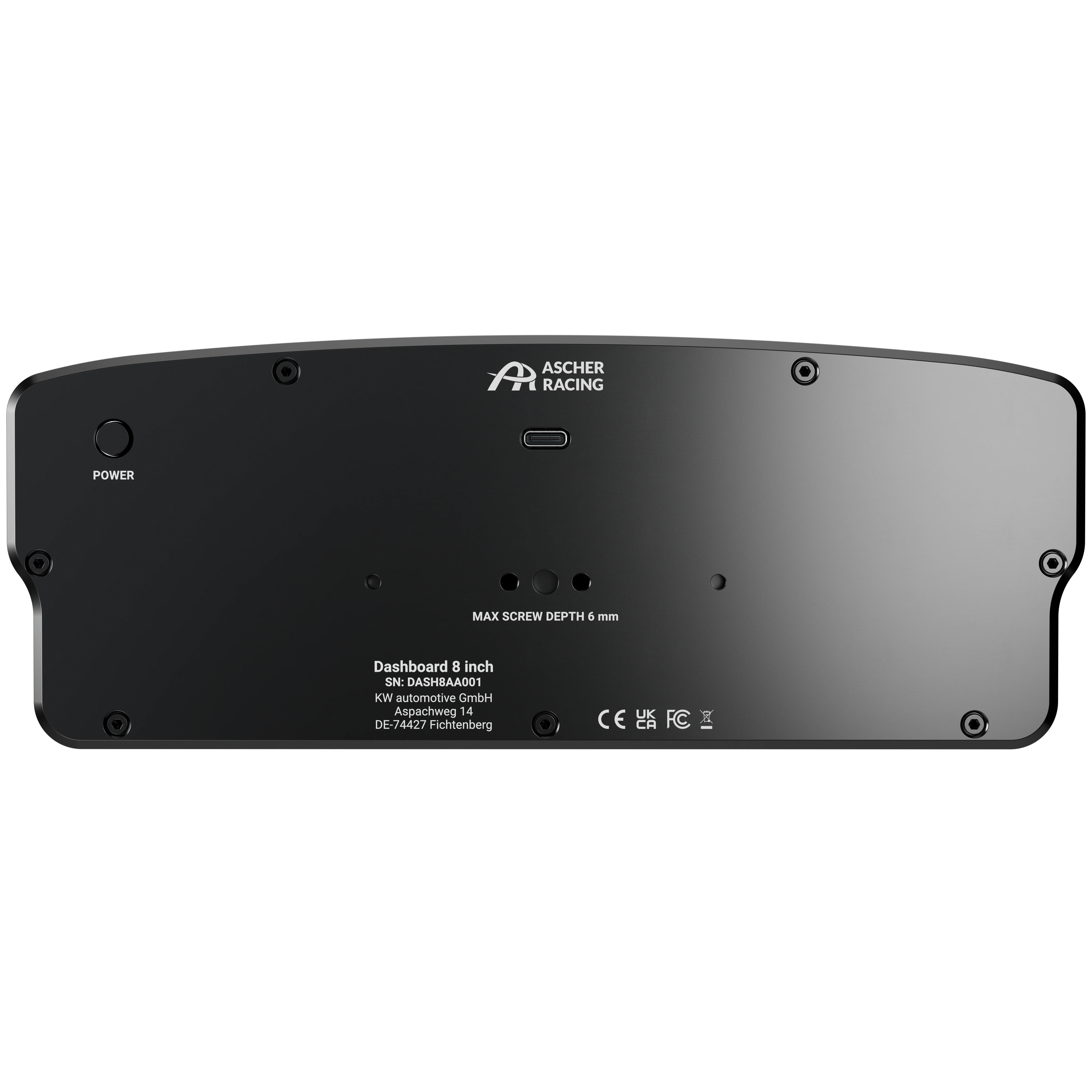 Ascher Racing - Dashboard 7.85" Ascher Racing com Touchscreen, 26 Led´s RGB