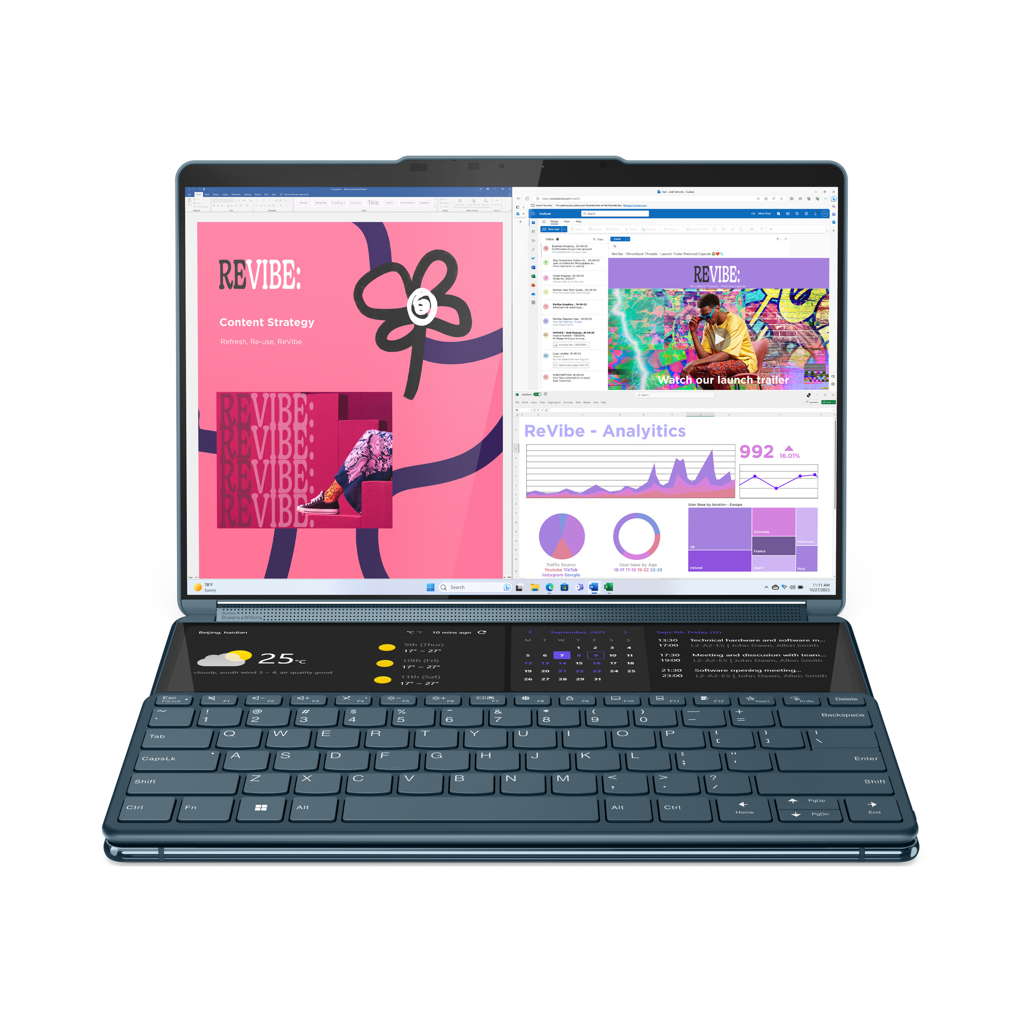 Lenovo - Portátil Lenovo Yoga Book 9 13IMU9-324 2x13.3" 2.8K OLED MT Ultra 7 155U 32GB 1TB W11 Stand+Teclado+Rato+Pen