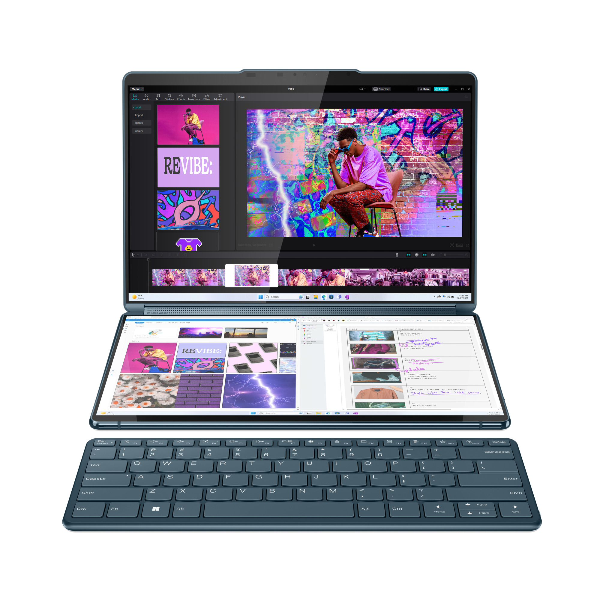 Lenovo - Portátil Lenovo Yoga Book 9 13IMU9-324 2x13.3" 2.8K OLED MT Ultra 7 155U 32GB 1TB W11 Stand+Teclado+Rato+Pen