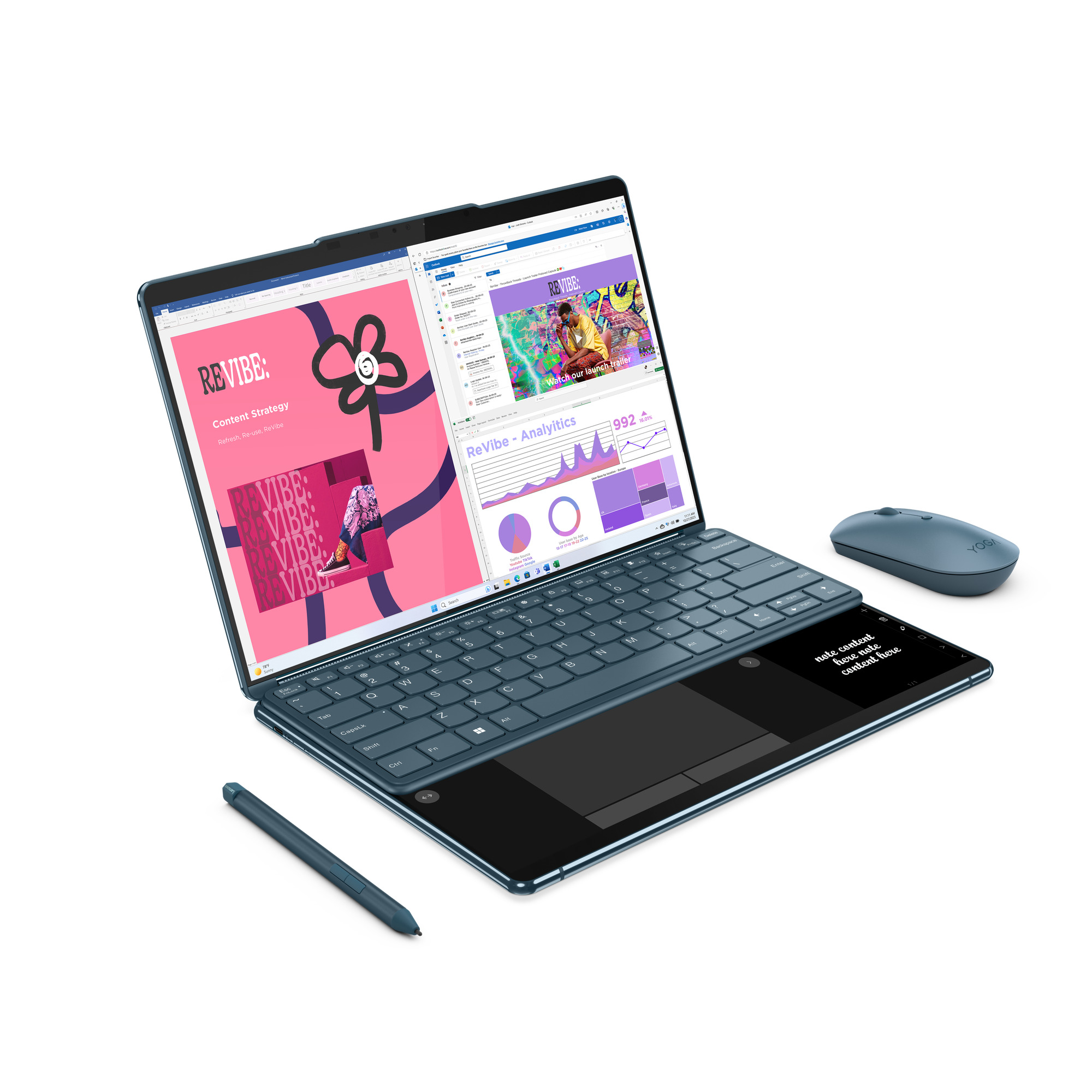 Lenovo - Portátil Lenovo Yoga Book 9 13IMU9-324 2x13.3" 2.8K OLED MT Ultra 7 155U 32GB 1TB W11 Stand+Teclado+Rato+Pen