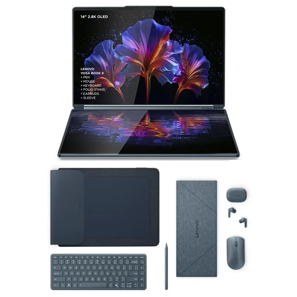 Lenovo - Portátil Lenovo Yoga Book 9i 14IAH10-058 2x14" Ultra 7 255H 32GB 1TB 2.8K OLED Touch 120Hz W11 +Rato+Stand+Earbuds+Sleeve