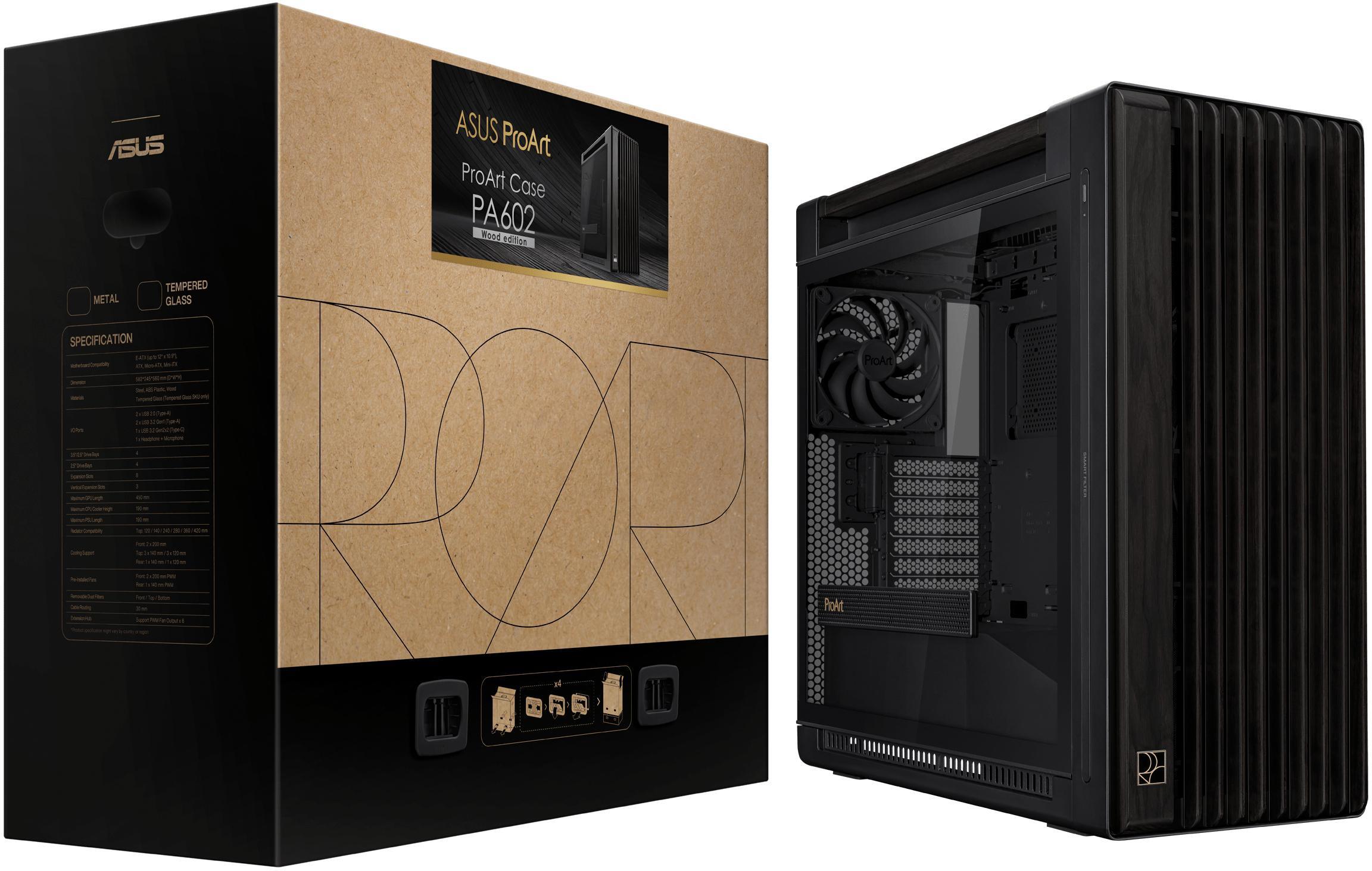 Asus - Caixa E-ATX Asus ProArt PA602 Wood Edition Preta