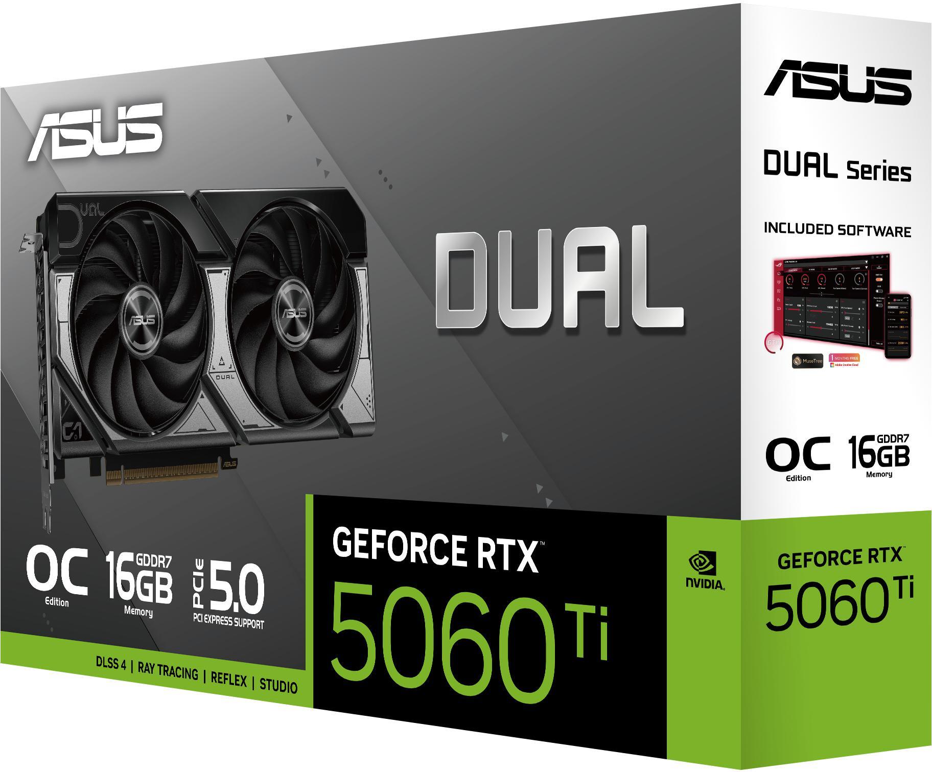 Asus - Gráfica Asus GeForce® RTX 5060 Ti Dual OC 16GB GDDR7 DLSS4