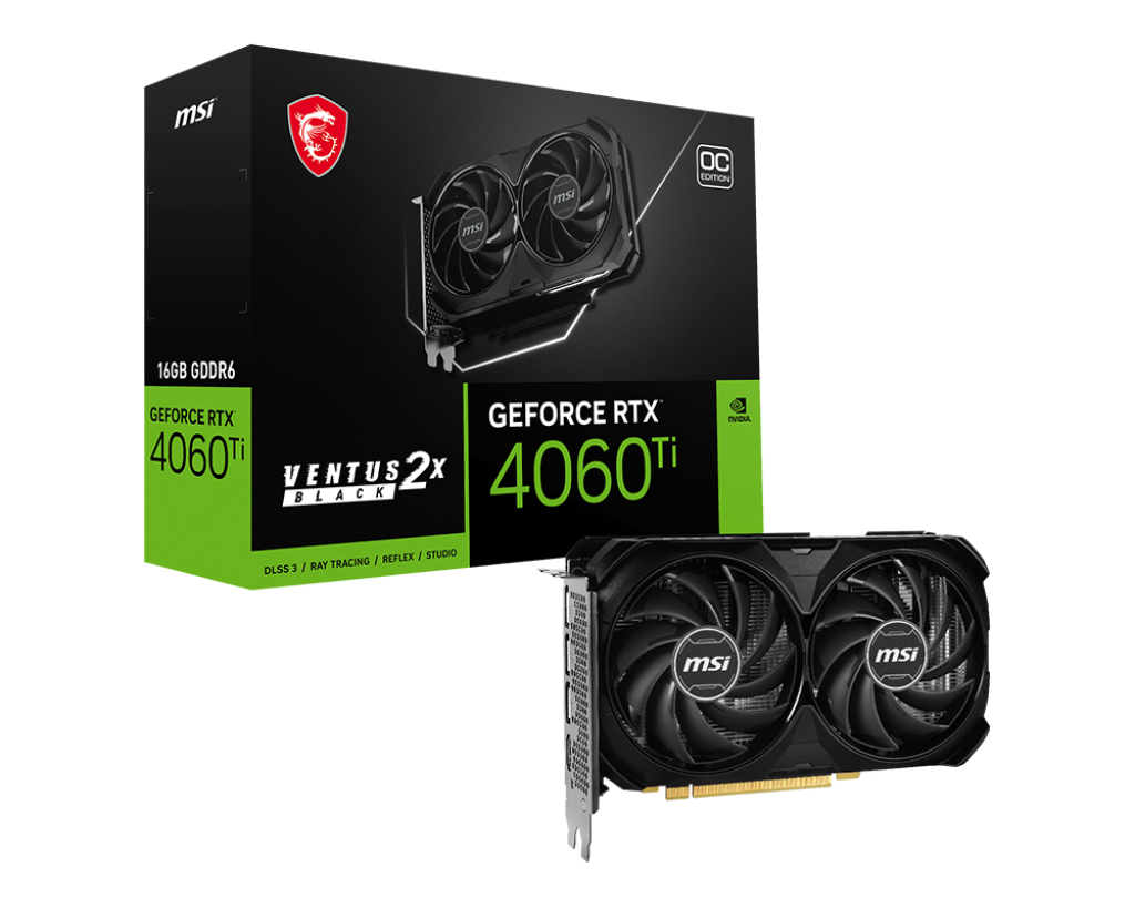 Picture of Picture of Gráfica MSI GeForce® RTX 4060 Ti VENTUS 2X BLACK OC 16GB GDDR6 DLSS3