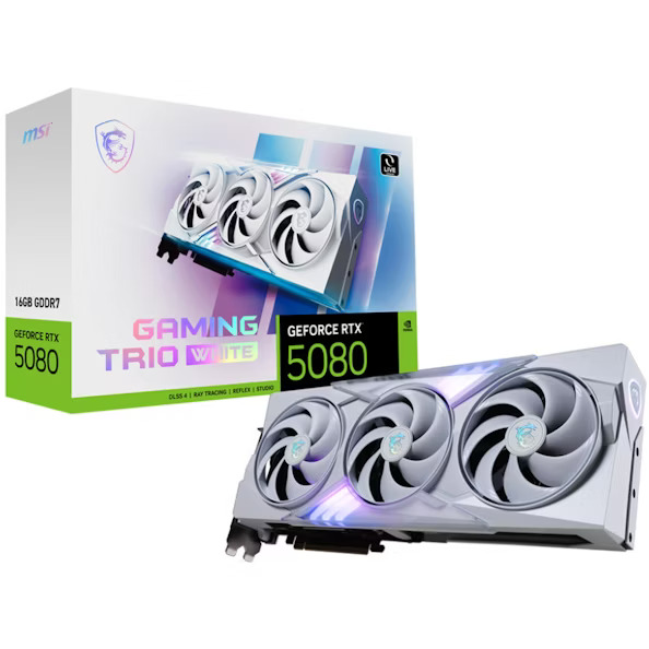 Picture of Picture of Gráfica MSI GeForce® RTX 5080 GAMING TRIO WHITE 16GB GDDR7 DLSS4