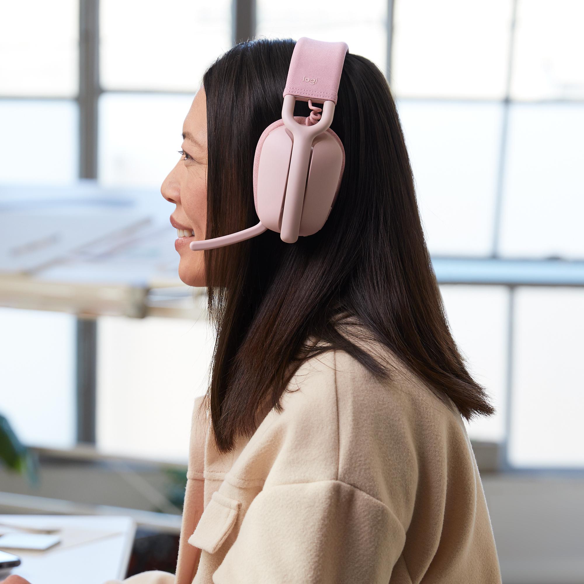 Logitech - Headset Logitech ZONE Vibe 100 Bluetooth Rosa