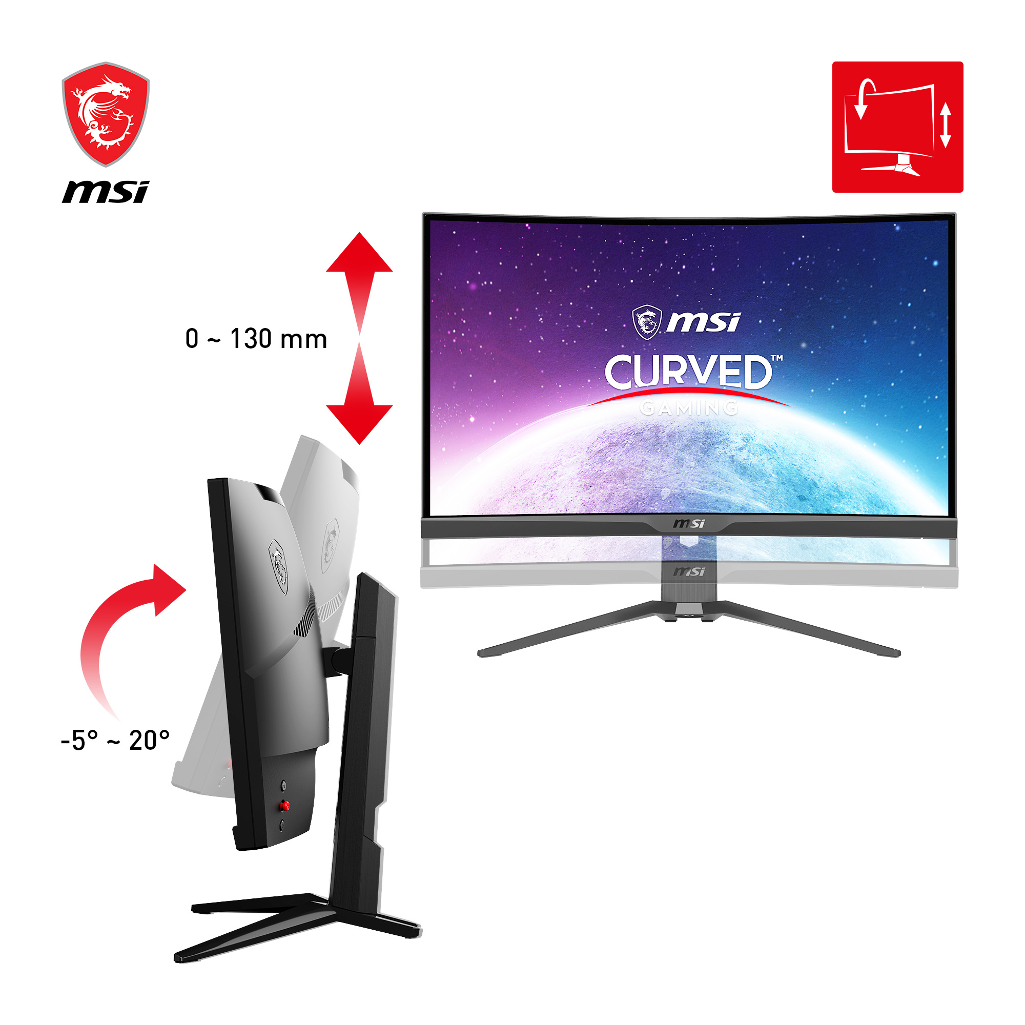 MSI - Monitor Curvo MSI 27" MAG 275CQRF QD VA WQHD 170Hz 1ms FreeSync Premium
