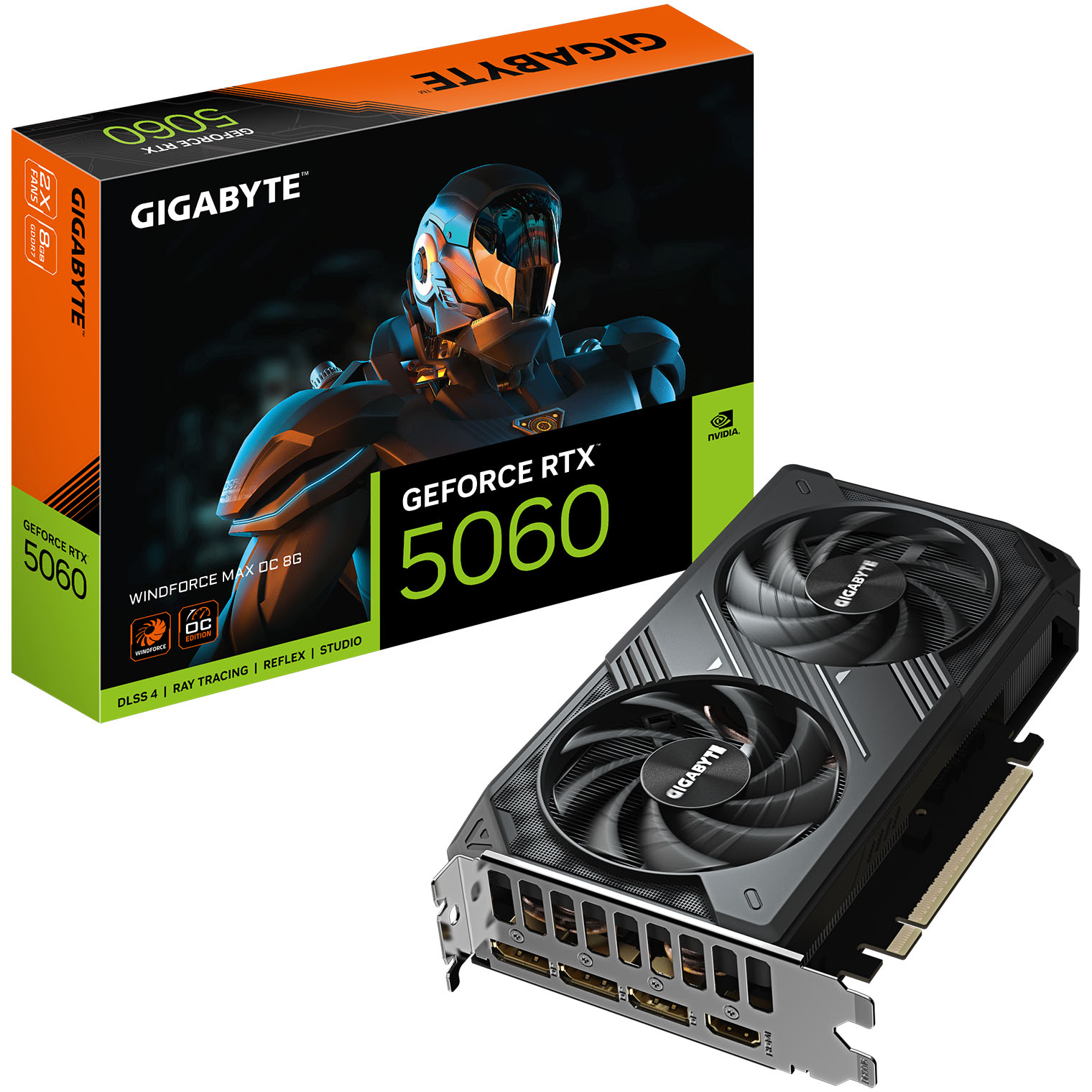 Gigabyte - Gráfica Gigabyte GeForce RTX 5060 WindForce Max 8GB GDDR7 DLSS4