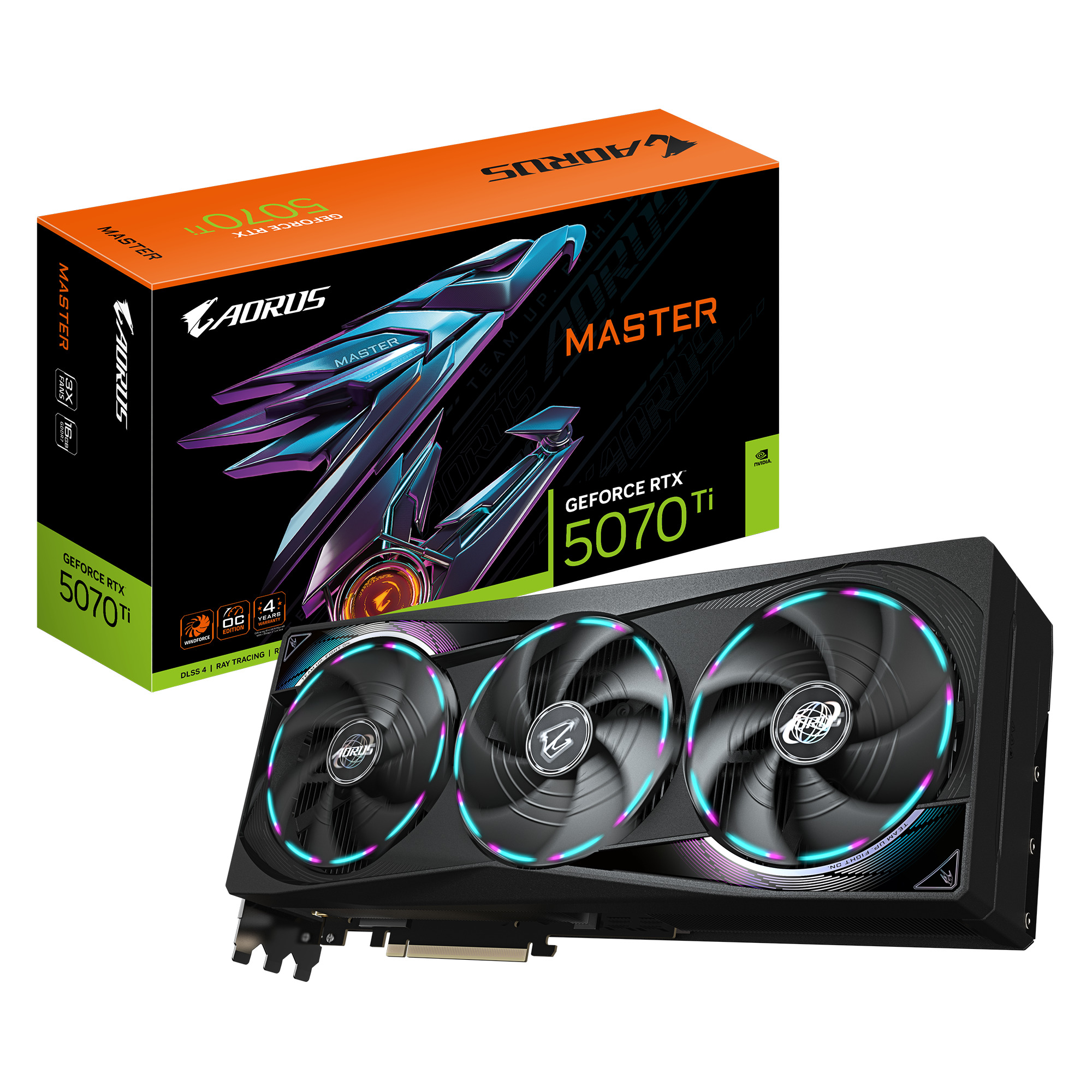 Gigabyte - Gráfica Gigabyte GeForce® RTX 5070 Ti Aorus Master 16GB GDDR7 DLSS4