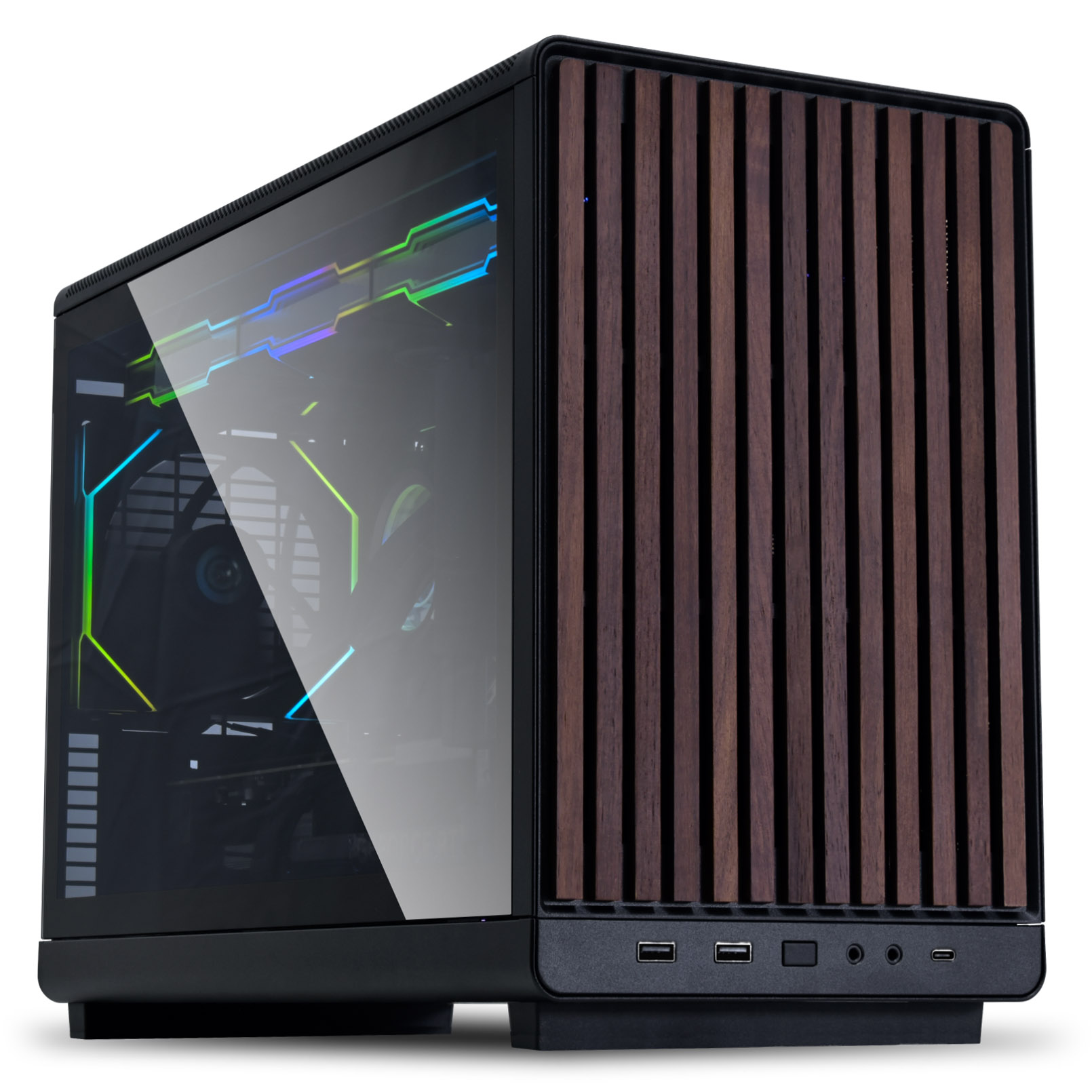 Picture of Picture of Caixa Micro-ATX Lian Li x Dan Cases A3 Preta Madeira Vidro Temperado