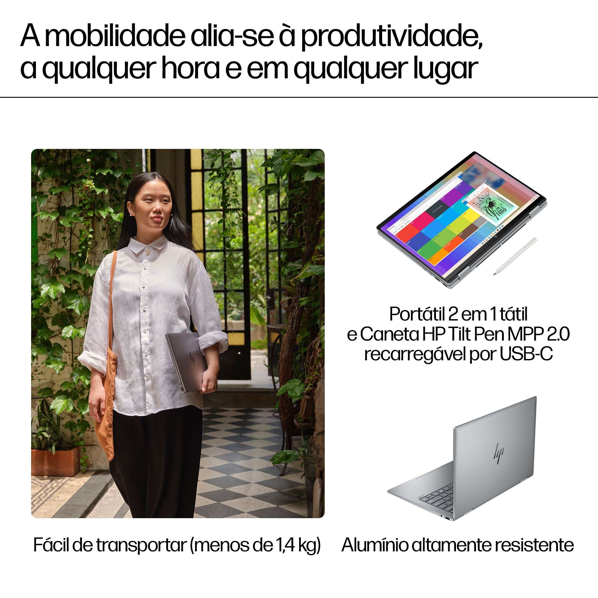 HP - Portátil HP Envy x360 2-in-1 14-fc0009np 14" Ultra 7 155U 16GB DDR5 1TB W11 Touch Caneta Incluída
