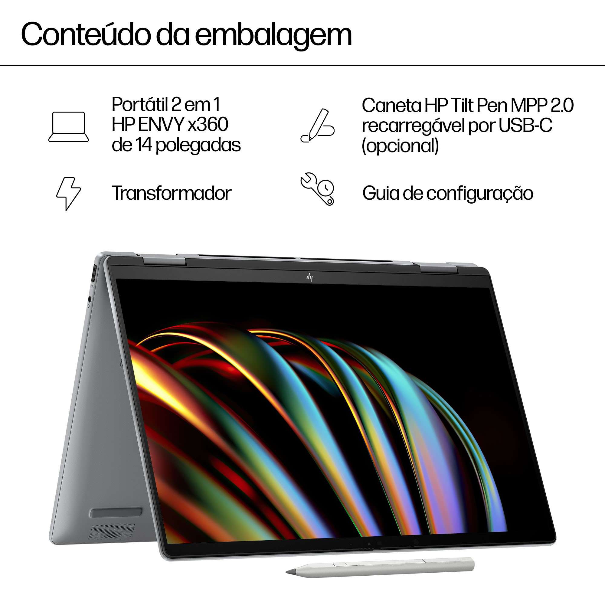 HP - Portátil HP Envy x360 2-in-1 14-fc0009np 14" Ultra 7 155U 16GB DDR5 1TB W11 Touch Caneta Incluída