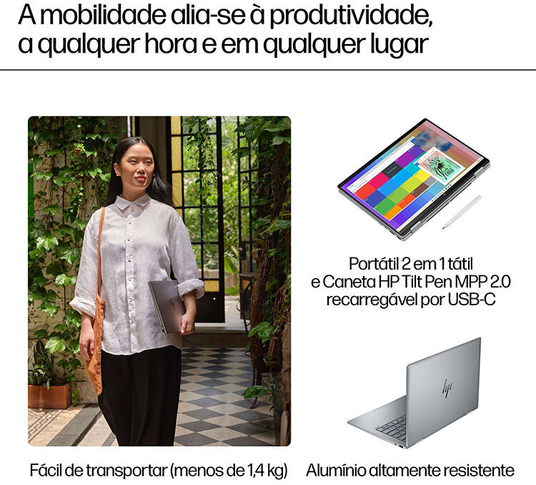 HP - Portátil HP Envy x360 2-in-1 14-fc0007np 14" Ultra 7 155U 32GB DDR5 512GB W11