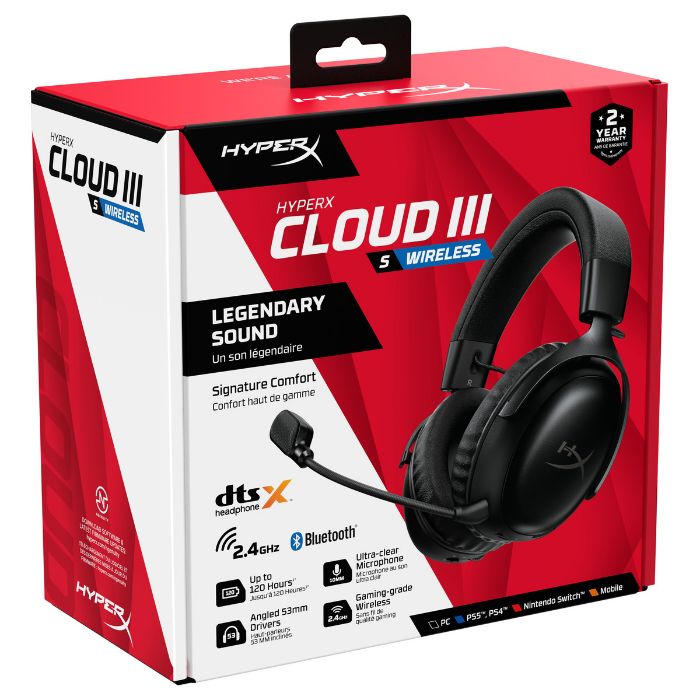 HyperX - Headset HyperX Cloud III DTS Wireless/Bluetooth Preto